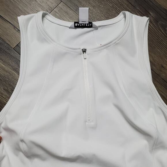 ATHLETA Women Size Medium Ace Tennis Golf White Dress 1/4 Zip Sleeveless NEW - Picture 4 of 14